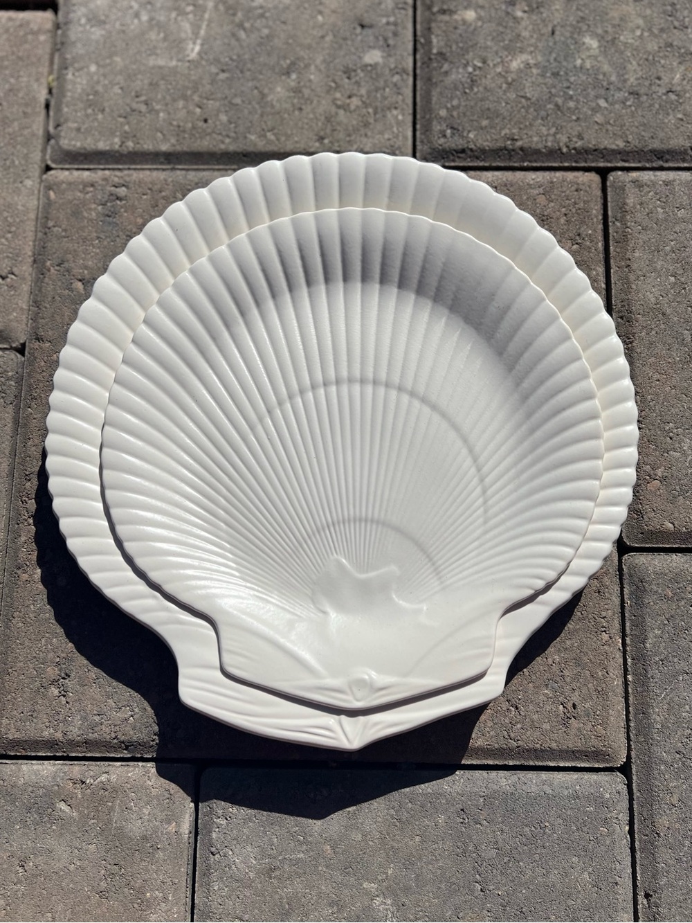 Vintage Wedgwood "of Etruria & Barlaston" White Shell-Shaped Plates Set of 2